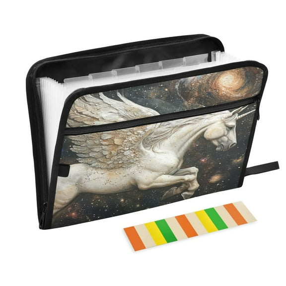 DIXRUYEE Organ Folders Expanding Folder with Color Label 13 Pocket Unicorn in Space Printed