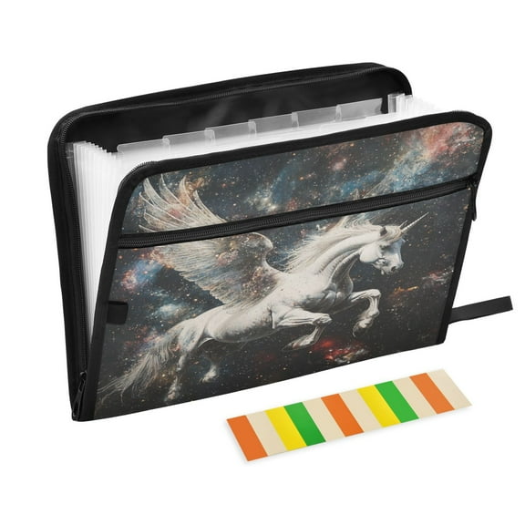 DIXRUYEE Organ Folders Expanding Folder with Color Label 13 Pocket Unicorn in Space Printed