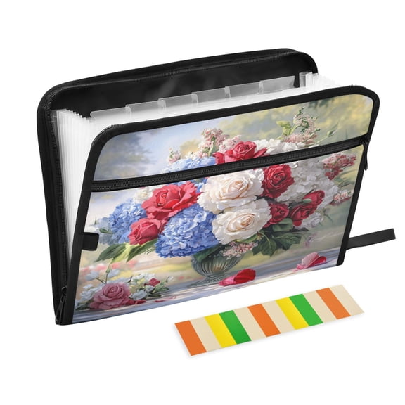 DIXRUYEE Organ Folders Expanding Folder with Color Label 13 Pocket Vibrant Floral Bouquet Printed