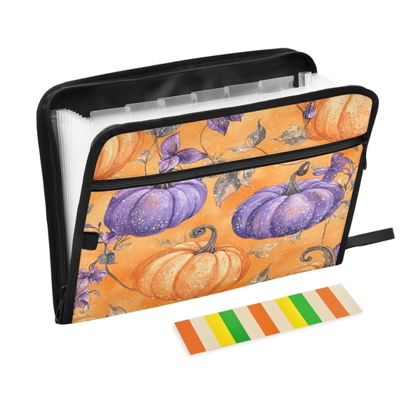 DIXRUYEE Organ Folders Expanding Folder with Color Label 13 Pocket Vibrant Pumpkin Patch Delight Printed