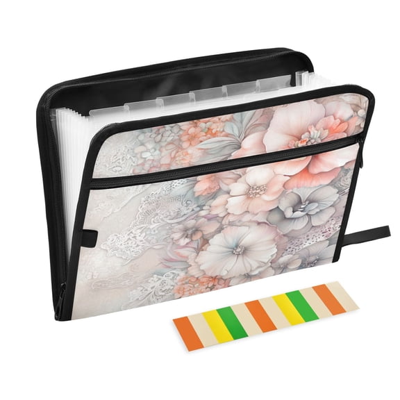 DIXRUYEE Organ Folders Expanding Folder with Color Label 13 Pocket Vintage Floral Printed