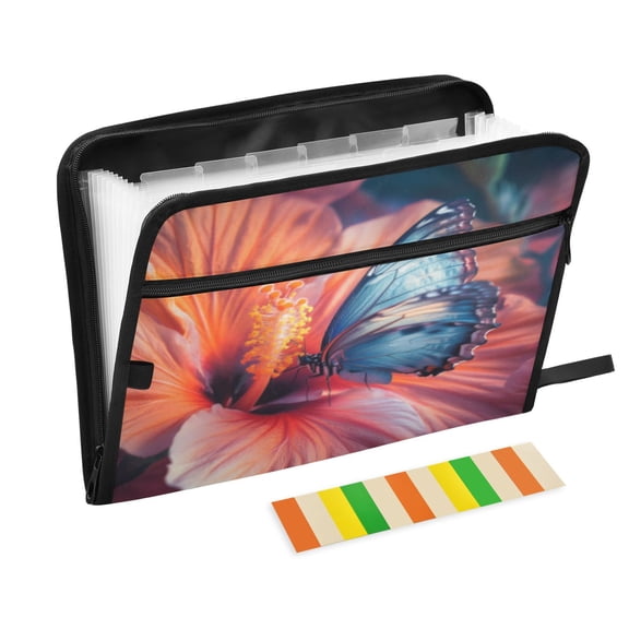 DIXRUYEE Organ Folders Expanding Folder with Color Label 13 Pocket Vivid Flight on A Petal Printed