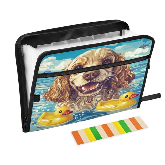 DIXRUYEE Organ Folders Expanding Folder with Color Label 13 Pocket Water Play Pup Printed