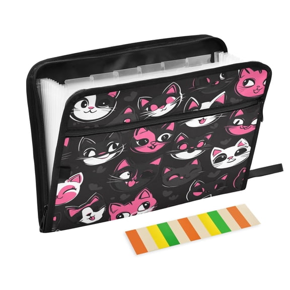 DIXRUYEE Organ Folders Expanding Folder with Color Label 13 Pocket Playful Cat Pattern Printed