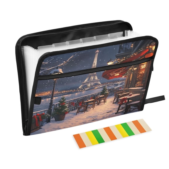 DIXRUYEE Organ Folders Expanding Folder with Color Label 13 Pocket Winter Wonderland Printed