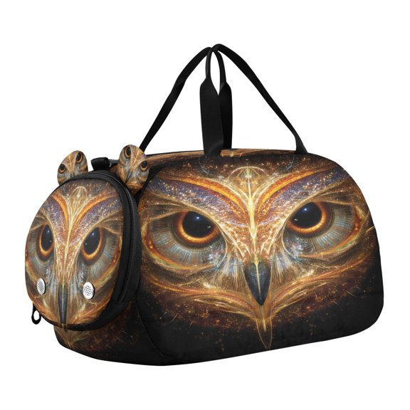 DIXRUYEE Owl Face Scale Duffel Bag With Ventilated Shoe Pocket & Adjustable Strap for Gym, Dance & Travel