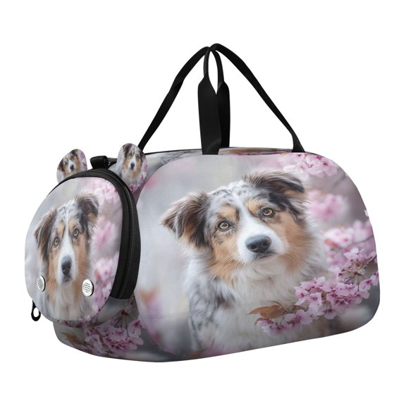 DIXRUYEE Pale Blossom Collie Scale Duffel Bag With Ventilated Shoe Pocket & Adjustable Strap for Gym, Dance & Travel