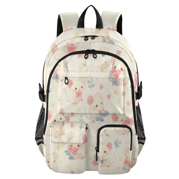 DIXRUYEE Pale Mouse Backpack for School 14Laptop Compatible with Reflective Safety Strips