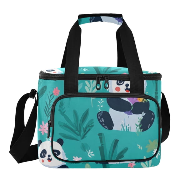 DIXRUYEE Panda Pattern Cooler BagWaterproof 600D Oxford Cloth Leakproof Lunch Bag with Multiple Pockets for Picnics, Potlucks, Barbecues, Outdoor Activities