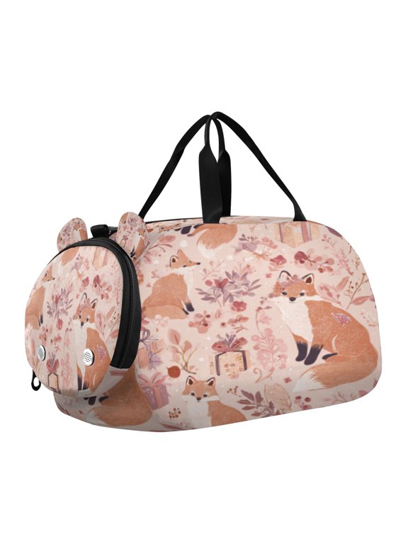 Pastel Fox Woodland Tale Scale Duffel Bag With Ventilated Shoe Pocket & Adjustable Strap for Gym, Dance & Travel
