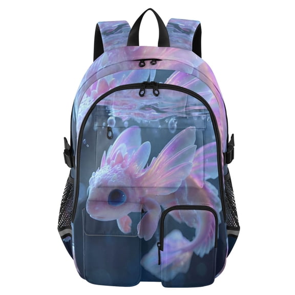 DIXRUYEE Pastel Underwater Fish Backpack for School 14Laptop Compatible with Reflective Safety Strips