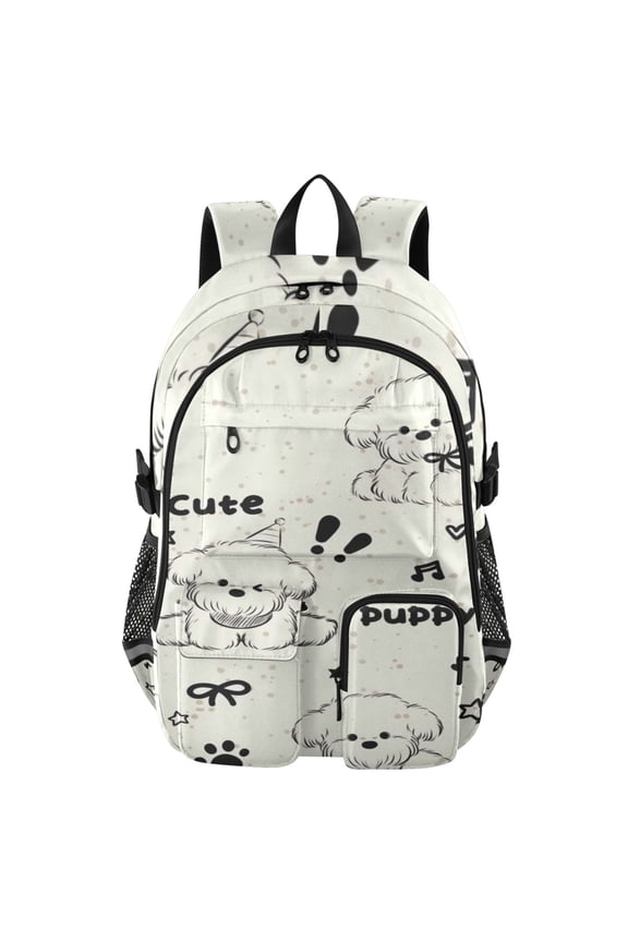 Paws & Melodies Backpack for School 14”Laptop Compatible with Reflective Safety Strips
