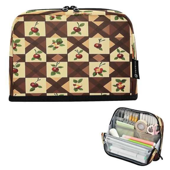 DIXRUYEE Pencil Case Large Capacity Pencil Bag simple Cherry Patchwork Pattern