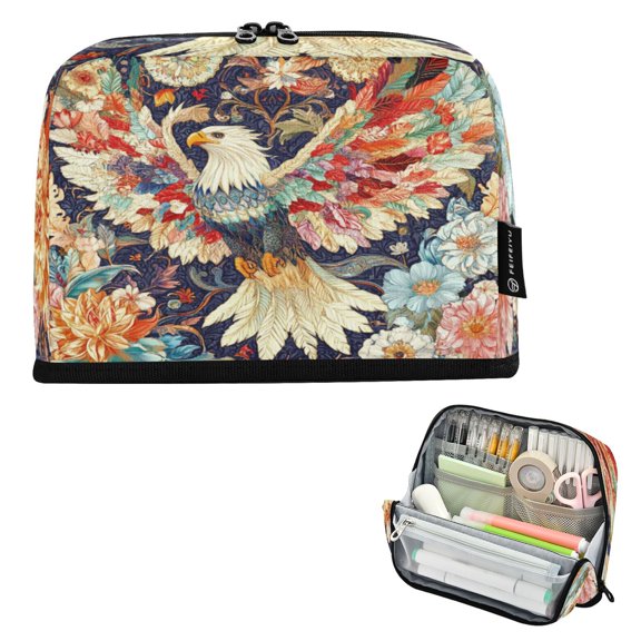 DIXRUYEE Pencil Case Large Capacity Pencil Bag simple Colorful Eagless Floral Art Pattern