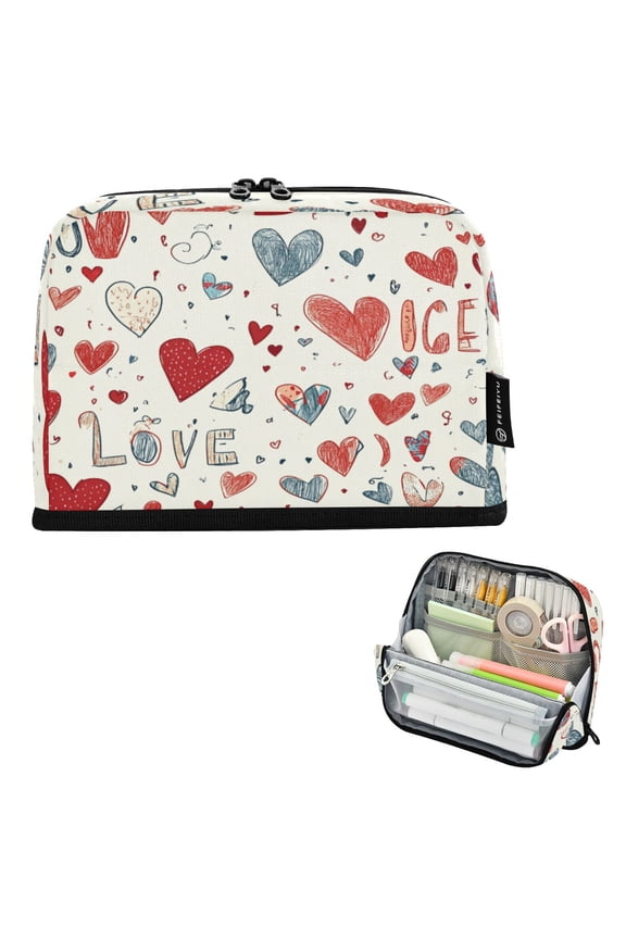 Pencil Case Large Capacity Pencil Bag simple Expressions Of Love Pattern