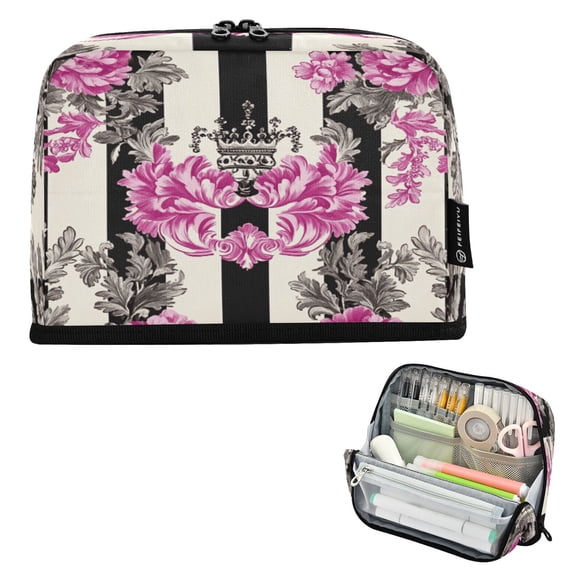 DIXRUYEE Pencil Case Large Capacity Pencil Bag simple Floral Crown Pattern