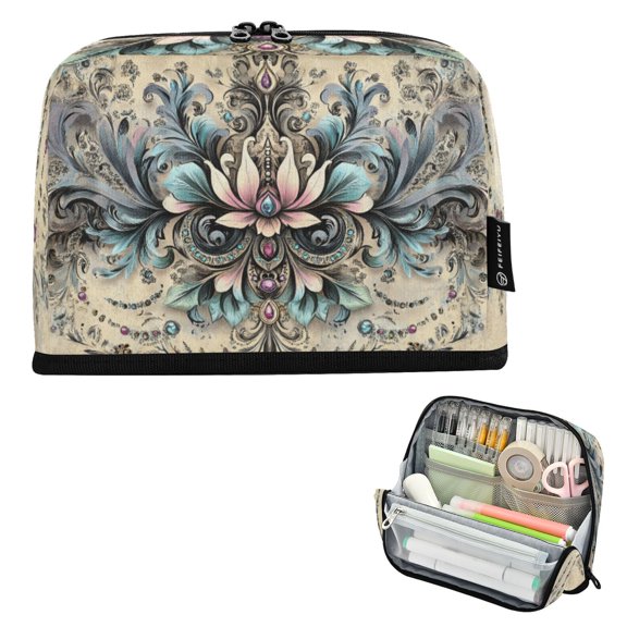 DIXRUYEE Pencil Case Large Capacity Pencil Bag simple Floral and Jewel Design Pattern Pattern