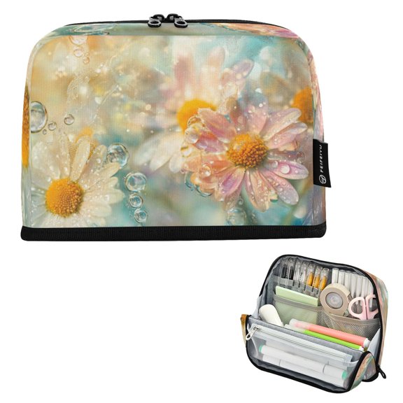 DIXRUYEE Pencil Case Large Capacity Pencil Bag simple Flowers Water Bubbles Pattern