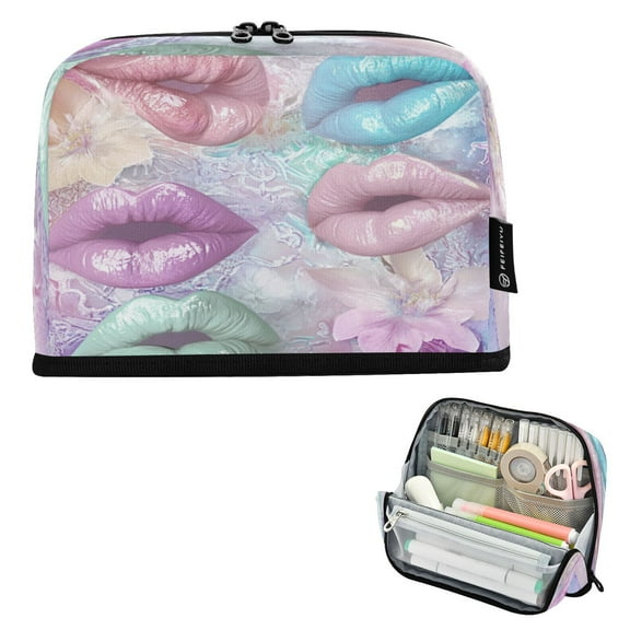 DIXRUYEE Pencil Case Large Capacity Pencil Bag simple Pastel Petals and Pouts Pattern