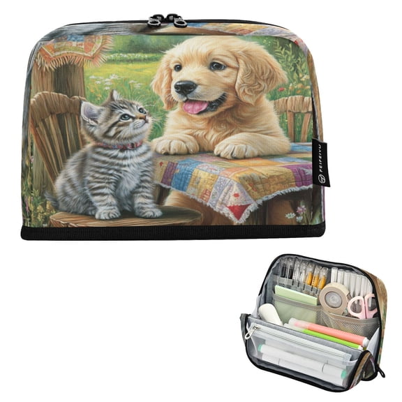 DIXRUYEE Pencil Case Large Capacity Pencil Bag simple Paw-sitive Pals Pattern