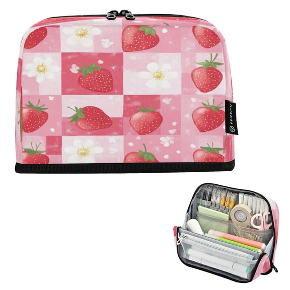 DIXRUYEE Pencil Case Large Capacity Pencil Bag simple Sweet Strawberry Pattern