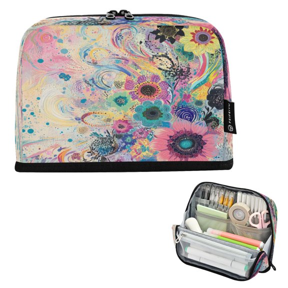 DIXRUYEE Pencil Case Large Capacity Pencil Bag simple Vibrant Floral Whirl Pattern
