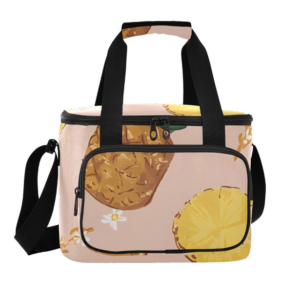 DIXRUYEE Pineapple Pattern Cooler BagWaterproof 600D Oxford Cloth Leakproof Lunch Bag with Multiple Pockets for Picnics, Potlucks, Barbecues, Outdoor Activities