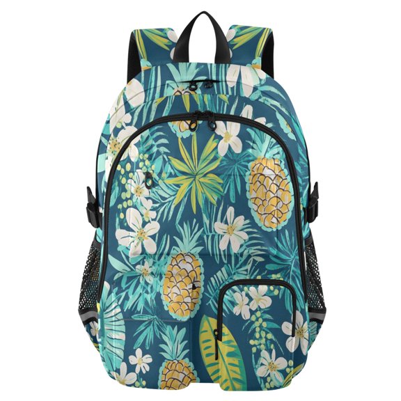 DIXRUYEE Pineapple Surfboard Flower Pattern Backpack for School 14Laptop Compatible with Reflective Safety Strips