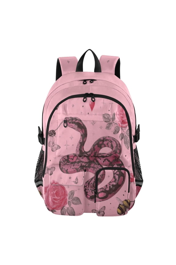 Pink Eden Tangles Backpack for School 14Laptop Compatible with Reflective Safety Strips