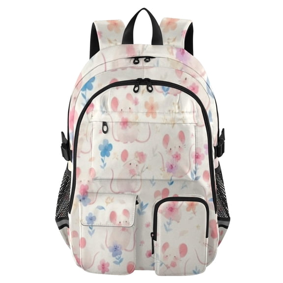 DIXRUYEE Pink Mouse Backpack for School 14Laptop Compatible with Reflective Safety Strips