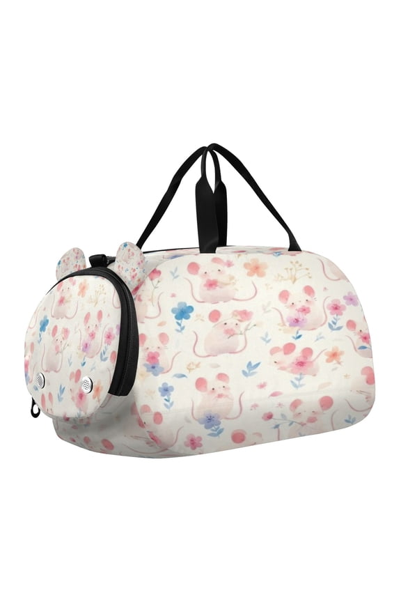 Pink Mouse Scale Duffel Bag With Ventilated Shoe Pocket & Adjustable Strap for Gym, Dance & Travel