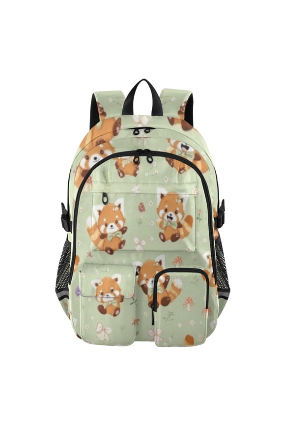 Playful Red Panda Backpack for School 14Laptop Compatible with Reflective Safety Strips