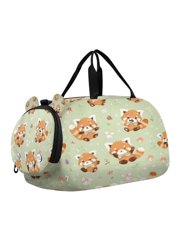 Playful Red Panda Scale Duffel Bag With Ventilated Shoe Pocket & Adjustable Strap for Gym, Dance & Travel
