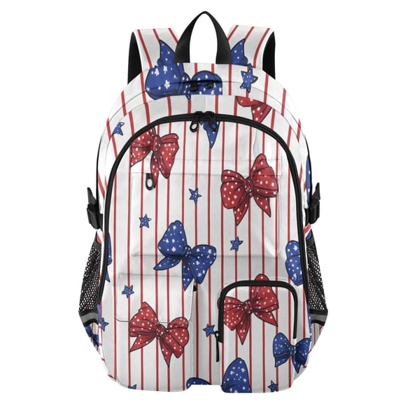 DIXRUYEE Polka Dot Bow Backpack for School 14Laptop Compatible with Reflective Safety Strips