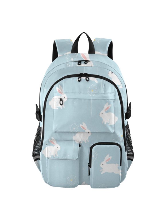 Rabbit Dandelion Backpack for School 14Laptop Compatible with Reflective Safety Strips