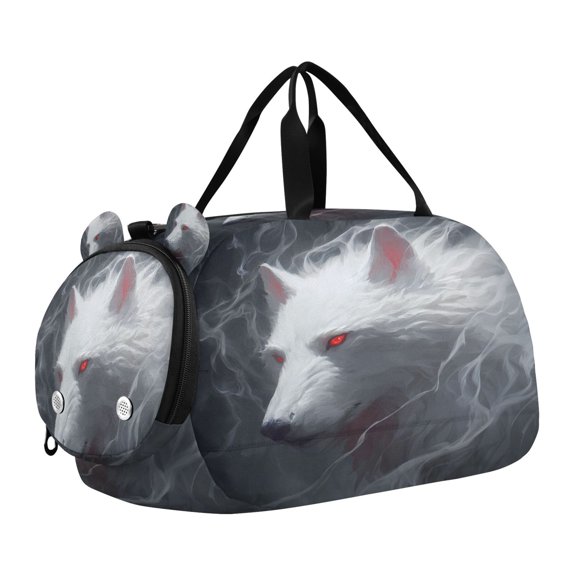 DIXRUYEE Red Eyed Wolf Scale Duffel Bag With Ventilated Shoe Pocket & Adjustable Strap for Gym, Dance & Travel