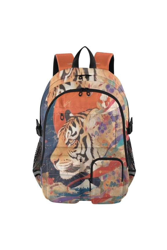 Red Sun Hues Backpack for School 14Laptop Compatible with Reflective Safety Strips