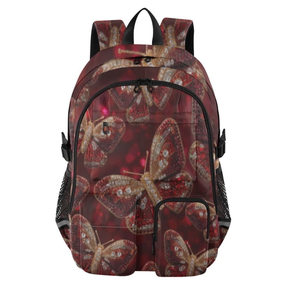 DIXRUYEE Ruby Winged Mosaic Backpack for School 14Laptop Compatible with Reflective Safety Strips