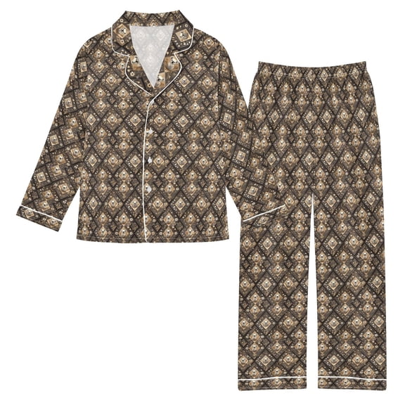 DIXRUYEE Satin Pajama Set Frosted Flight Printed