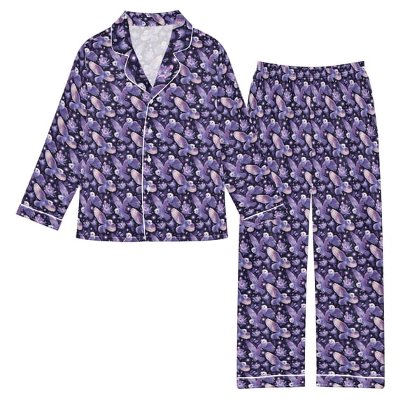DIXRUYEE Satin Pajama Set Owl Magic Printed