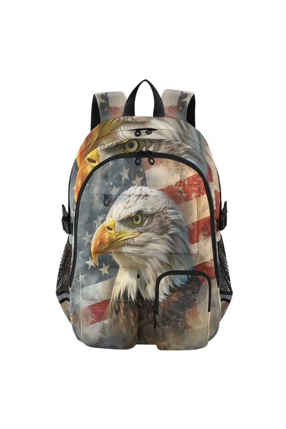 Seahawk American Flag Backpack for School 14Laptop Compatible with Reflective Safety Strips