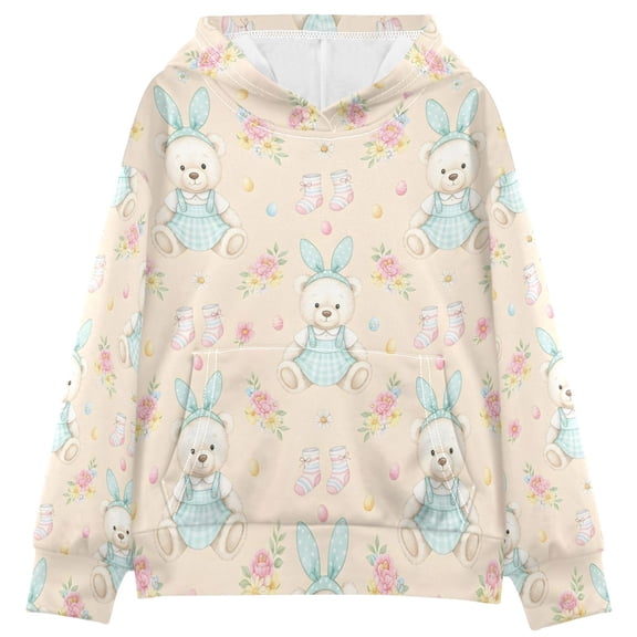 DIXRUYEE Seam Bears Print Hoodie Casual Pullover Sweatshirt With Kangaroo Pocket