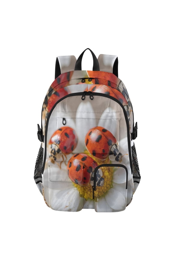 Seven Spotted Ladybug Backpack for School 14Laptop Compatible with Reflective Safety Strips