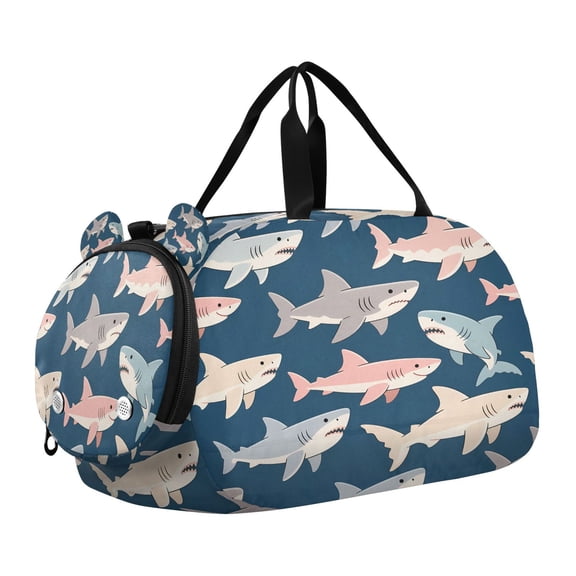 DIXRUYEE Shark Pattern Scale Duffel Bag With Ventilated Shoe Pocket & Adjustable Strap for Gym, Dance & Travel