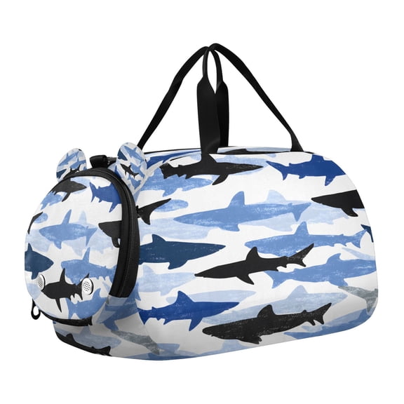 DIXRUYEE Shark Pattern Scale Duffel Bag With Ventilated Shoe Pocket & Adjustable Strap for Gym, Dance & Travel