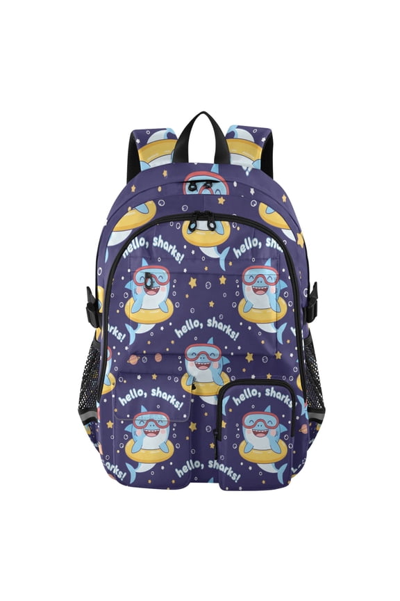 Sharks Backpack for School 14Laptop Compatible with Reflective Safety Strips
