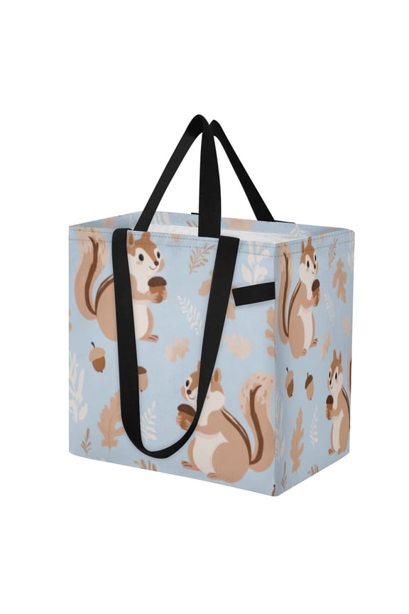 Shoulderbag Canvas Tote Multi-Use Bag In Acorn Squirrel Pattern