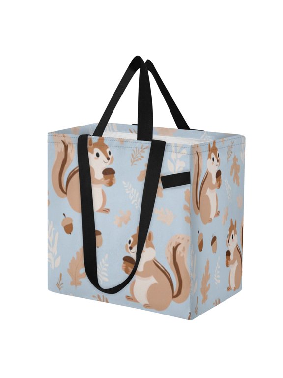 Shoulderbag Canvas Tote Multi-Use Bag In Acorn Squirrel Pattern