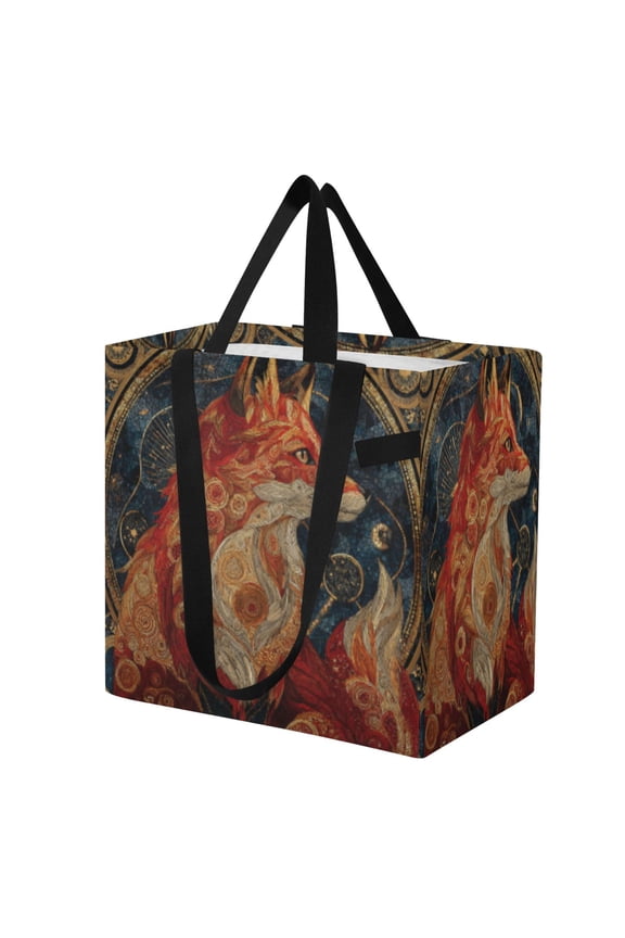 Shoulderbag Canvas Tote Multi-Use Bag In Celestial Fox Mystery Pattern