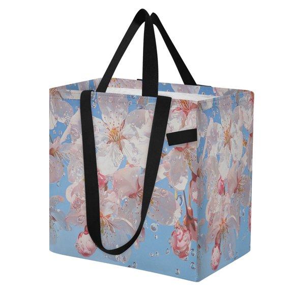 DIXRUYEE Shoulderbag Canvas Tote Multi-Use Bag In Cherry Blossoms Rain Pattern